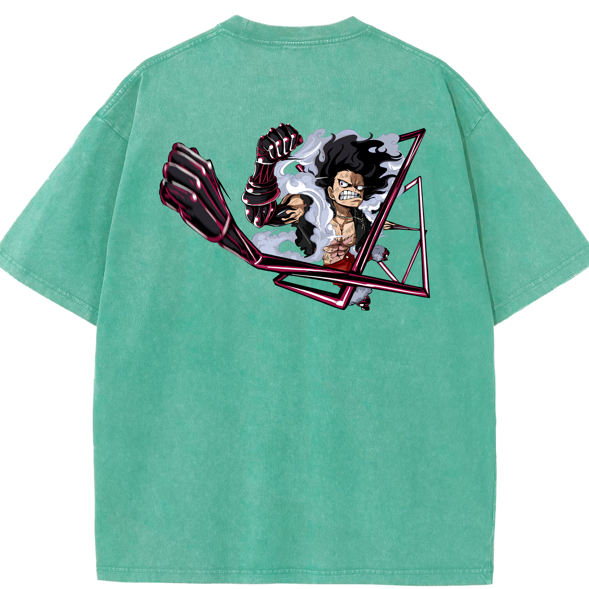 ワンピース モンキー・D・ルフィ ONE PIECE Monkey D. Luffy 綿100% ヴィンテージ風 半袖Tシャツ（背面プリント）